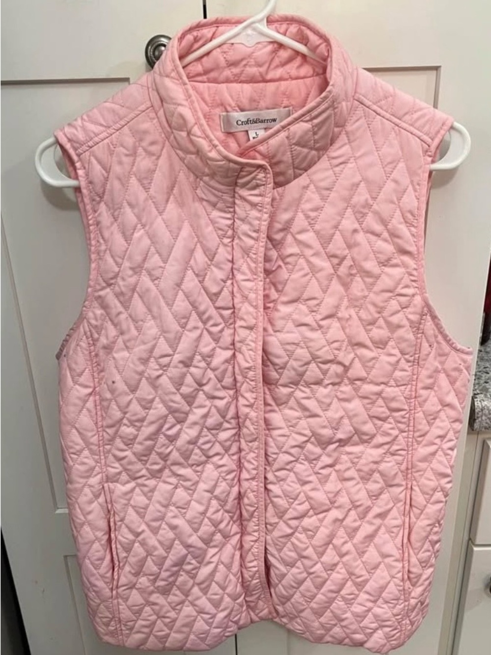 croft & barrow Light Pink Quilted Sleeveless Vest